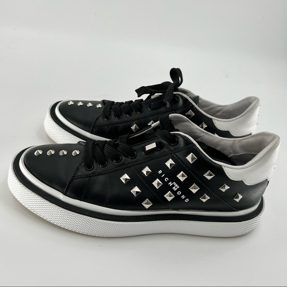 John Richmond black white studded athletic shoes size 10 - Picture 4 of 15